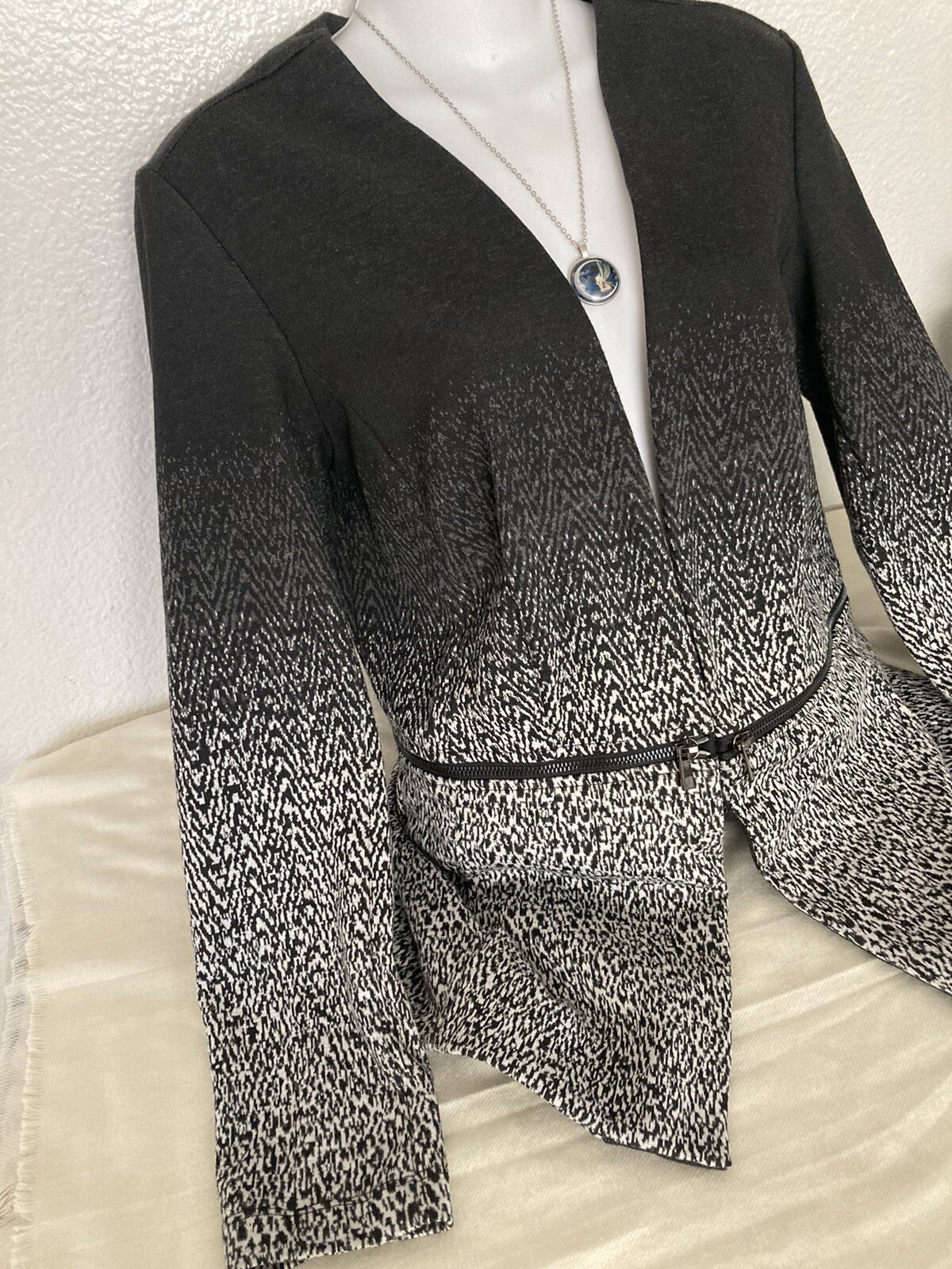 Grace Elements Blazer Jacket Black Gray Spandex O… - image 5