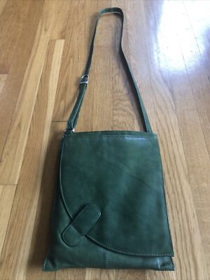 Verra Pelle Made In Italy Soft Genuine Leather Green Hand Bag Purse