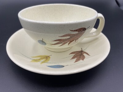 FRANCISCAN POTTERY AUTUMN Fall leaves CUP/SAUCER SET