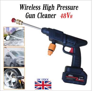 Hochdruck Autowaschmaschine Akkupistole Spray Power Waschschlauch Jet + Batterie UK
