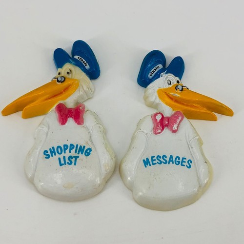 Vtg Vlasic Pickles Plastic Refrigerator Magnet Pair - Messages, Shopping List