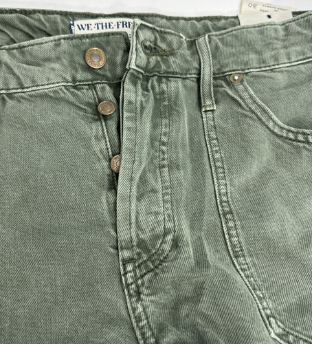 Free People Anfänger Luck niedrige Rise Slouch Shorts 100 % Baumwolle grün Größe 30 neu - Bild 9 von 13