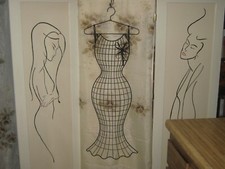 VINTAGE FEMALE WIRE METAL BOUTIQUE CLOTHING HANGING DISPLAY DRESS FORM MANNEQUIN