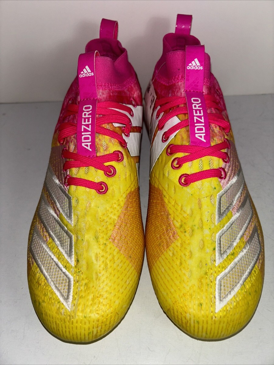 Adidas Men's 7.5 Adizero 8.0 SK Shock Pink Yellow Football Adidas Men's 7.5 Adizero 8.0 SK Shock Pink Yellow Football