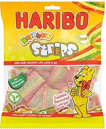 6X 130G Bag Haribo Rainbow Strips Sweets ZING Vegan - SEALED UK STOCK