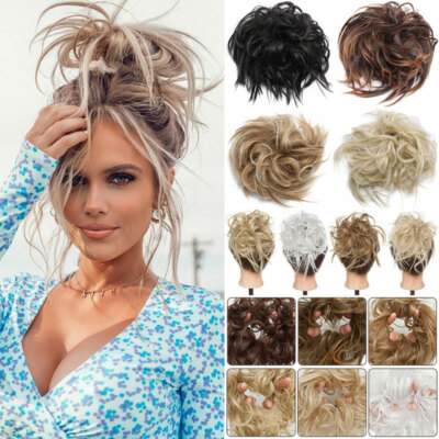 US Thick Messy Bun Hair Piece Scrunchie Updo Wrap Aound Ponyail HAIR Extensions