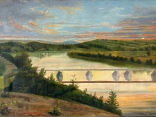 🔥 Fine Antique 19th c. American Impressionist TONALIST Landscape Oil Painting