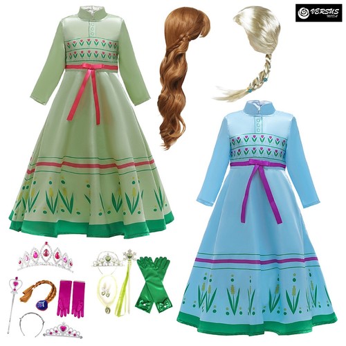 Simile Frozen Anna Elsa 2 Vestito Carnevale Bambina Costume Dress FROZ021  22 | eBay