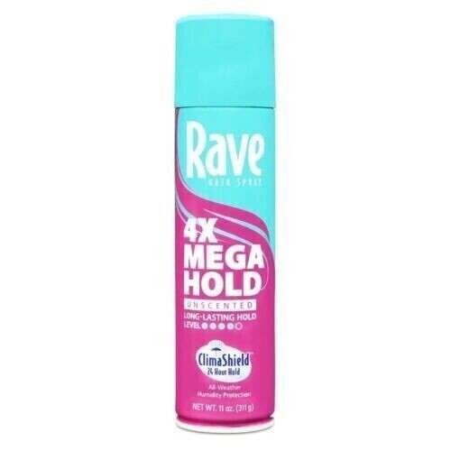 NEW Rave 4X Mega Shine Enhancing Unscented Hair Spray 11 Oz High Quality Curly