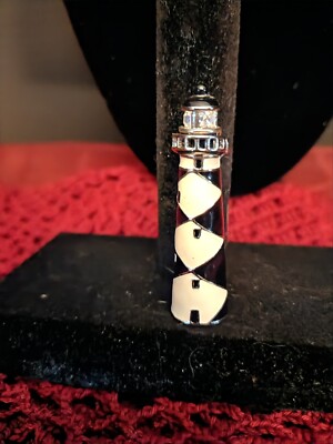 Vintage Plainville Stock Co P.S.CO Enamel Lighthouse Brooch Rare Design Version