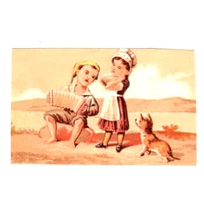 Boy Playing Accordion Victorian Trade Card 1880s Ephemera