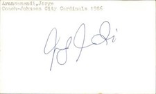Jorge Aranzamendi Signed 3x5 Index Card Cut Cardinals Autograph Den