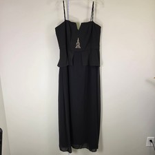 City Chic Maxi Beaded Vixen Black Peplum Gown Dress Size M 00106068