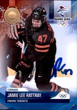 Jamie Lee Rattray Signed 2022 BY Beijing Olympic Women hockey card Team Canada