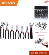 Alloy Steel 7-Piece Pliers Set with Adjustable Wrench - Ultimate Tool Collection