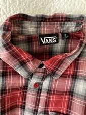 Mens Vans Off The Wall Red Plaid Short Sleeve Button Down Plaid Shirt Medium
