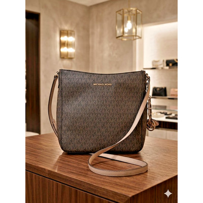 Michael Kors Jet Set East West Large Crossbody Bag Brown Monogram Canvas Purse