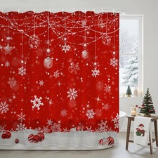 Snowflake Shower Curtain Winter Shower Curtains for Bathroom Bathtub Decorati...