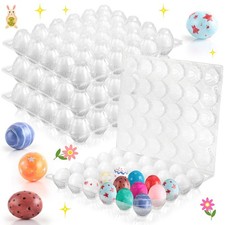 120 Pcs Plastic Easter Eggs with Clear Cartons for Crafts DIY Fake Paintable for