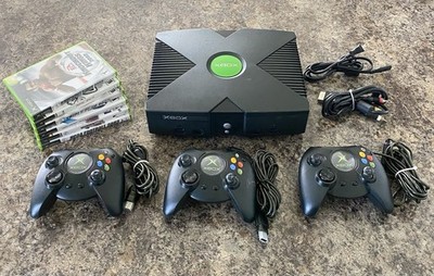 Microsoft Original Xbox Black Console Tested and Working W/ Controllers & Cables