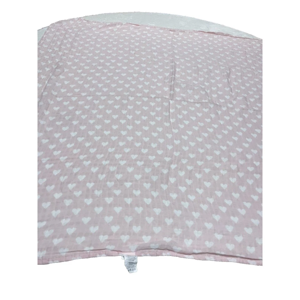 Manta de muselina corazón blanco rosa para bebé 43x44 Parent's Choice Foto 2 de 4