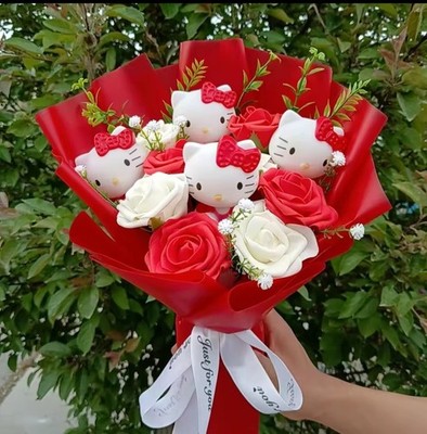 Cute Hello Kitty Plush Rose Bouquet Perfect Gift for Birthdays Mother'S Day