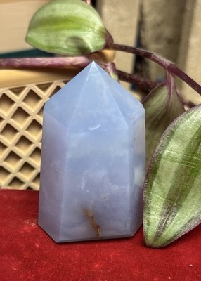 POLISHED NATURAL '' BLUE CHALCEDONY STONE TOWER FROM TURKEY 71.54 Grams