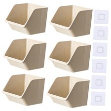6-Pack Small Storage Baskets, Plastic Storage Bins Kitchen Wall 6 Pack Beige