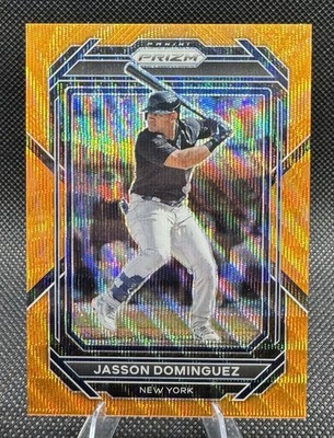 Jasson Dominguez (13/50) 2023 Panini Prizm Orange Wave #135 New York Yankees