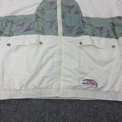 Vintage Ellesse Jacket Mens 44 White Tennis Windbreaker Full Zip