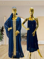 Elegant Retro Dress Flared Sleeves for Muslim Women Abaya Kaftan Dubai 3Ps Sets