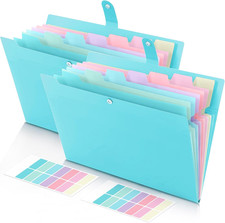 Expanding File Organizer with 8 Pockets, Cute Accordion File Folders with Labels
