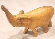 Vintage Hand Carved Wooden African Elephant Figurine Safari Animal Light Brown 