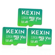 128GB Micro SD Card 3 Pack with Adapter - Up to 90MB/s 4K, V30, A1, 128GB x3