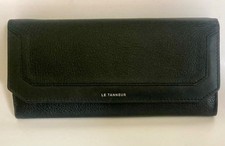Cartera de cuero de grano negro Le Tannuer para dama
