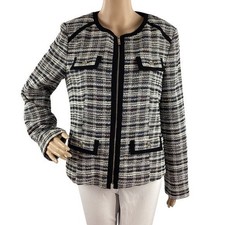 Tommy Hilfiger Zip Tweed Jacket Size 10 Black...