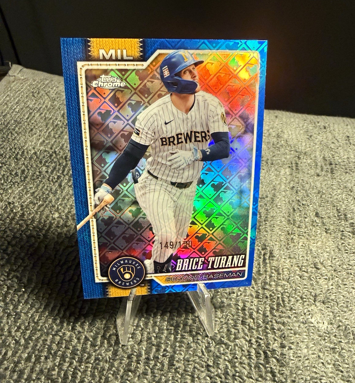 2024 Topps Chrome Brice Turang #4 Milwaukee Brewers  /150 logofractor blue