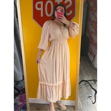 ZARA Peach Pink Maxi Pleated Voluminious Dress Size large