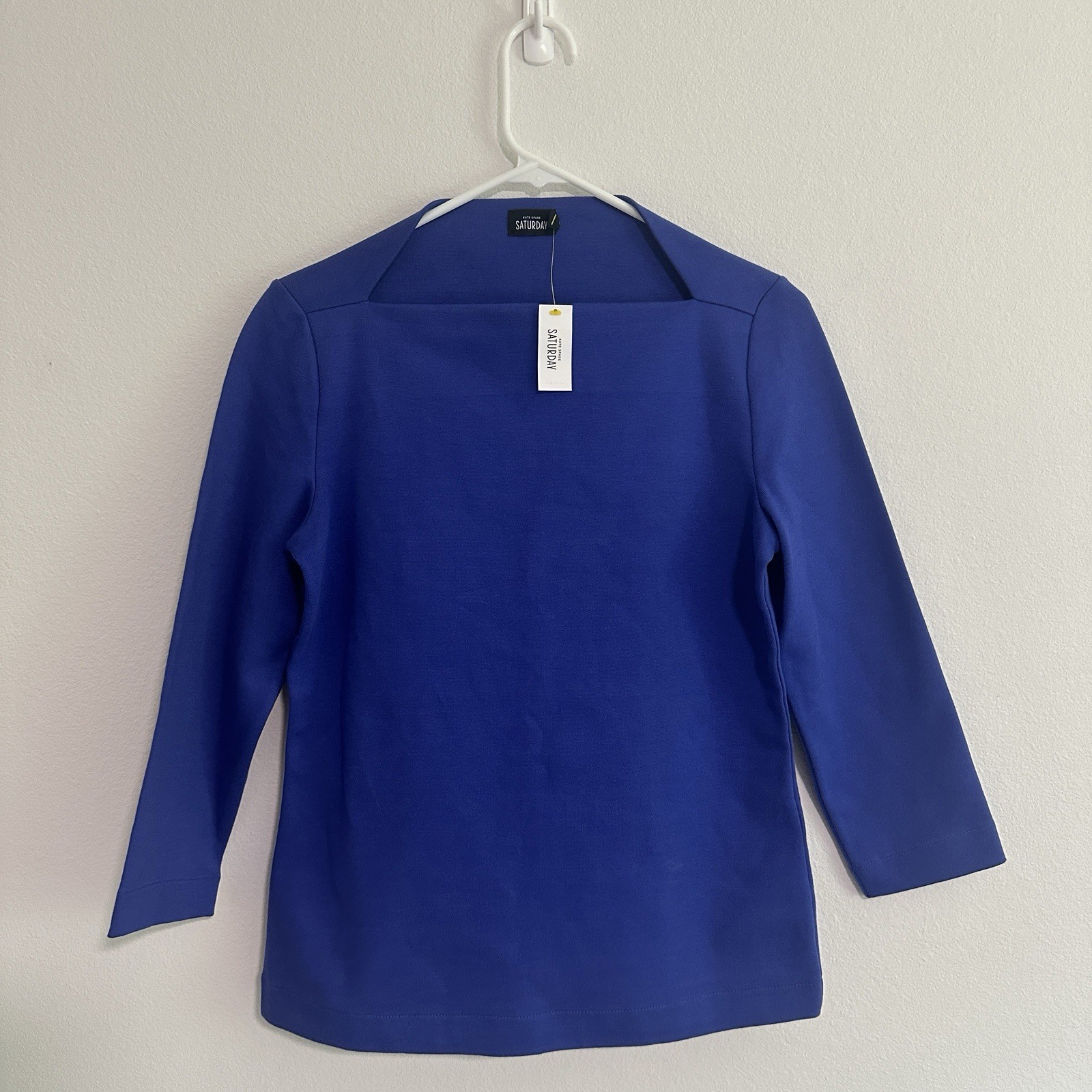 KATE SPADE SATURDAY 3/4 Sleeve Shirt Slip Neck Blue Womens Size Small