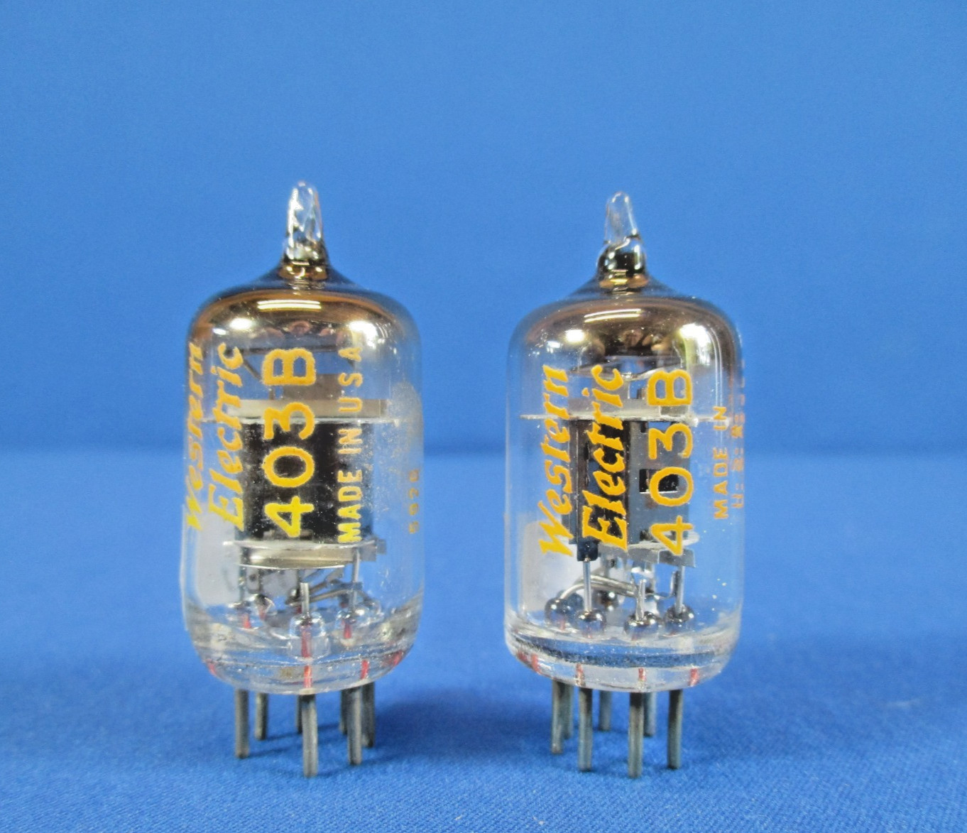 Pair of Western Electric 403B 5591 Vacuum Tubes Square Getters Test Strong TV-7U