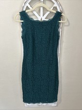 Adrianna Papell SIZE 6 Emerald Green Lace Lined Sleeveless Sheath Dress