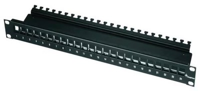Telegärtner 19'' Modulträger 1HE mit KAF für 24AMJ/UMJ, unbestückt, schwarz (1000