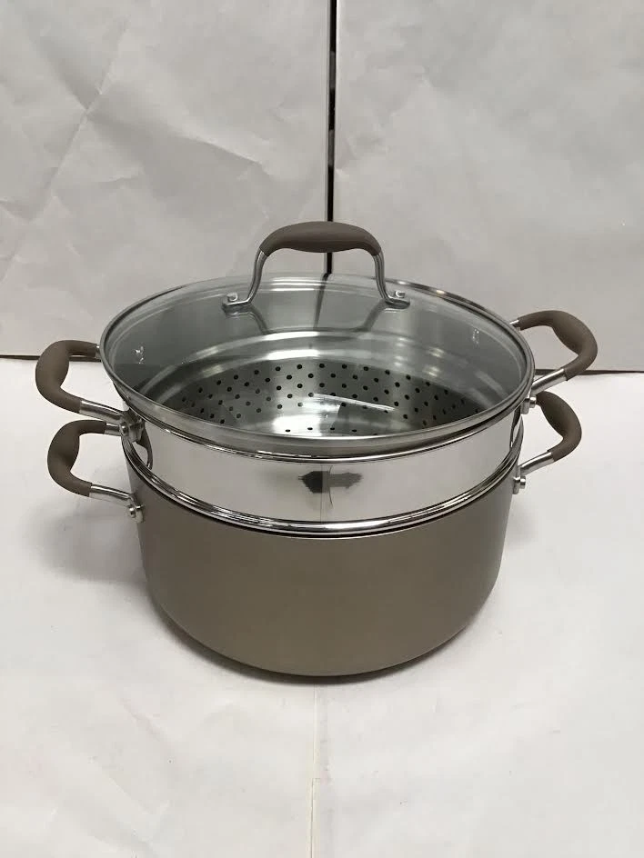 Anolon Umber Dutch Oven with Steamer Insert and Lid, 3 Piece, Light Brown