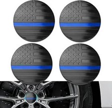 4PCS American Flag Car Wheel Center Caps, Wheel Center Cap S Color: Black blue