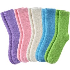 5 Pairs Fuzzy Socks for Women Fluffy Winter Warm Slipper Soft Cozy Home Sleeping