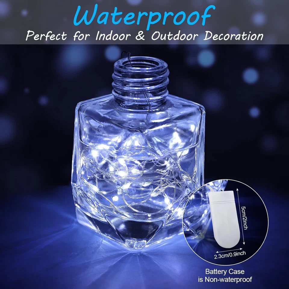 Stringa Luci LED a Batteria, 15 Pezzi Impermeabile 20 LED 2M Mini Lampada a Fili - Immagine 2 di 4