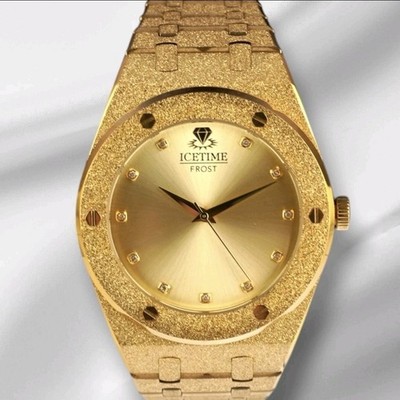 Frost Japan Quartz 2035 Yellow 43 mm Stainless Steel 0.10 ct Natural Diamond
