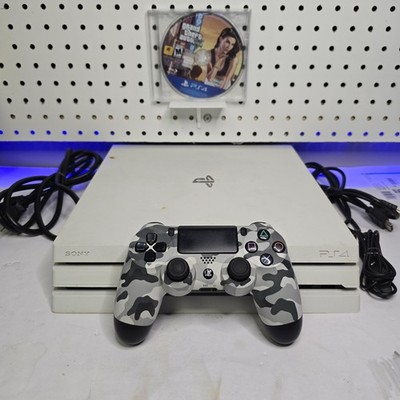 PlayStation 4 Pro Glacier White 1TB Tested Cables Controller GTA V Included PS4!