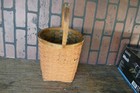 antique primitive original salmon paint egg basket 8 inch diameter 9 1/2 side — photo 4