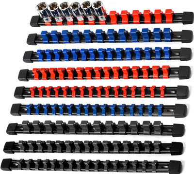 Organizador de dados 9 piezas con clips: 1/4''(48), 3/8''(45), 1/2''(36), Nuevo